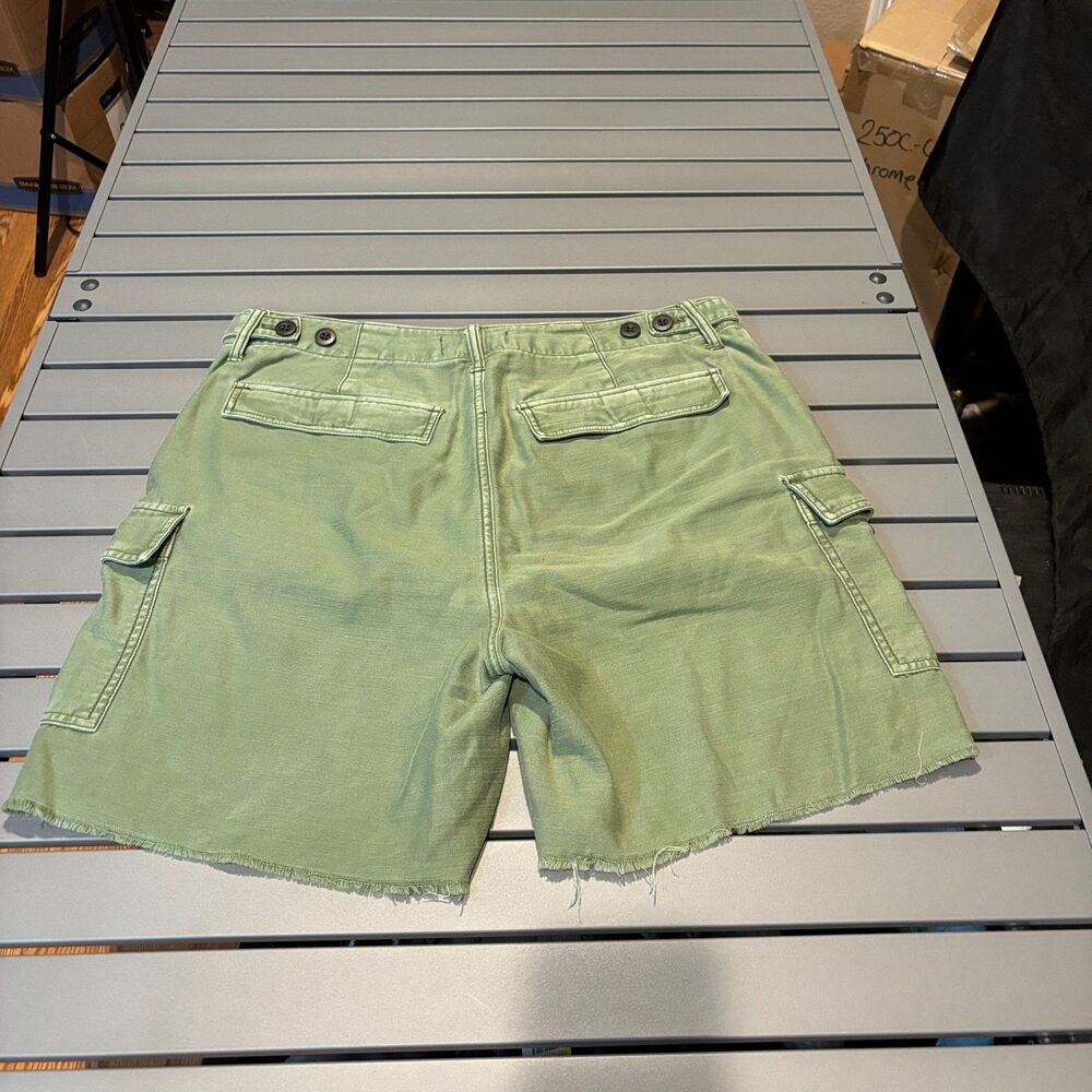 Madewell Cut Off Cargo Shorts Womens 29 Green Denim Raw Hem Regular Button Fly - Picture 3 of 11